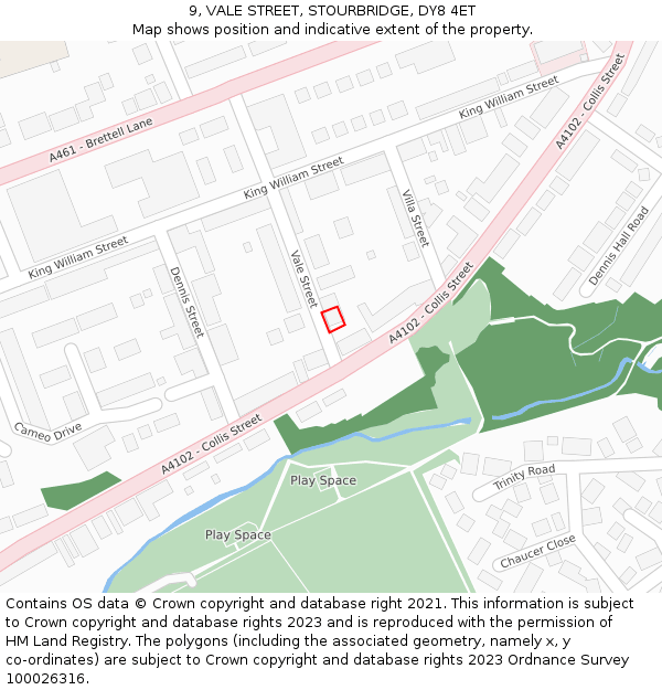 9, VALE STREET, STOURBRIDGE, DY8 4ET: Location map and indicative extent of plot