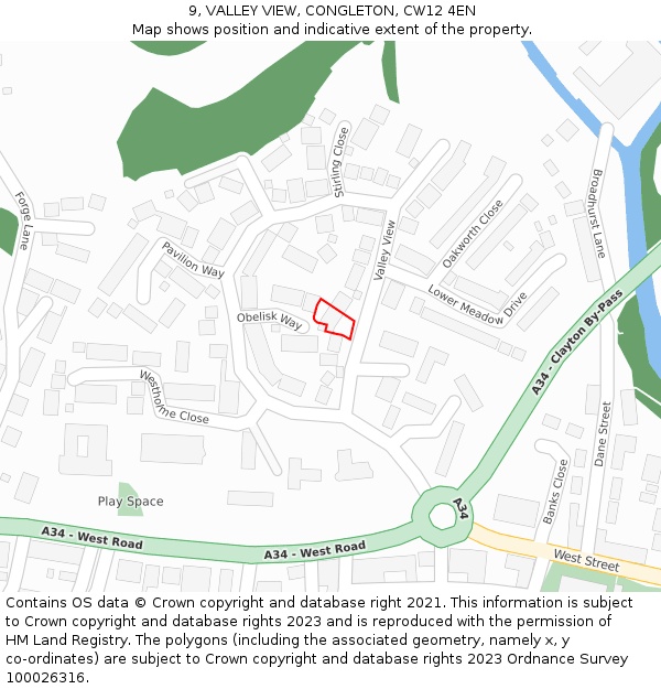 9, VALLEY VIEW, CONGLETON, CW12 4EN: Location map and indicative extent of plot