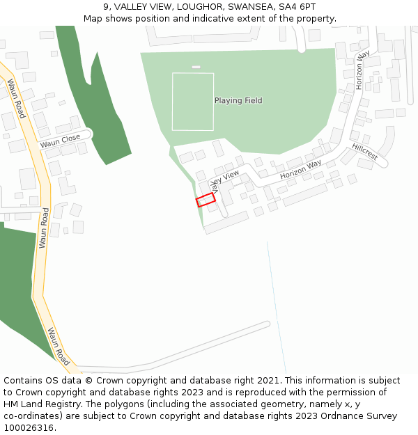 9, VALLEY VIEW, LOUGHOR, SWANSEA, SA4 6PT: Location map and indicative extent of plot