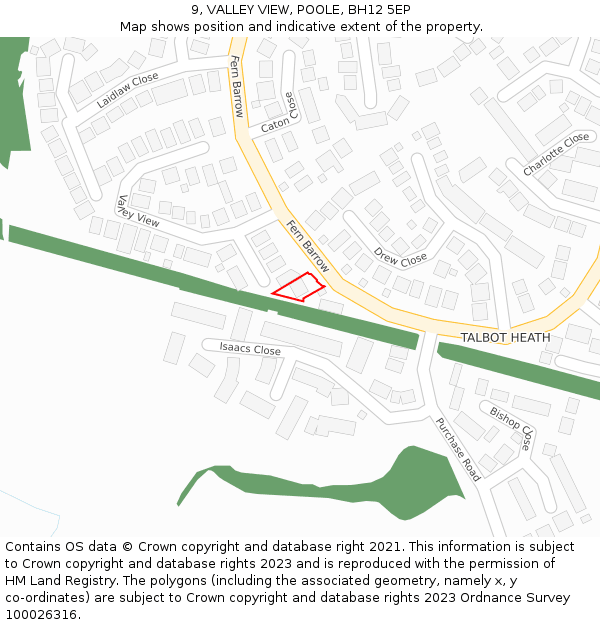 9, VALLEY VIEW, POOLE, BH12 5EP: Location map and indicative extent of plot