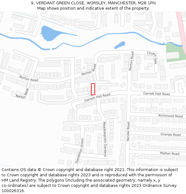 9, VERDANT GREEN CLOSE, WORSLEY, MANCHESTER, M28 1PN: Location map and indicative extent of plot