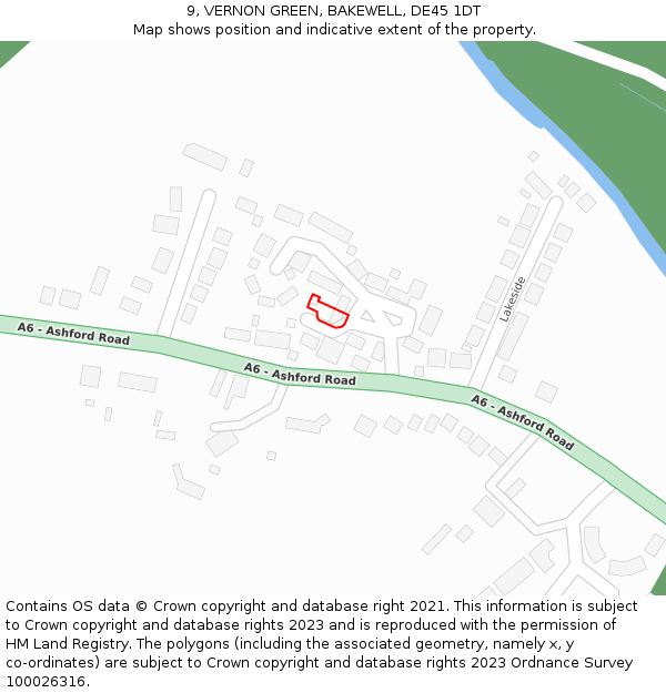 9, VERNON GREEN, BAKEWELL, DE45 1DT: Location map and indicative extent of plot