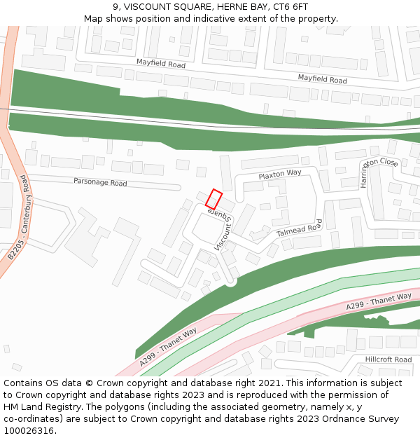 9, VISCOUNT SQUARE, HERNE BAY, CT6 6FT: Location map and indicative extent of plot