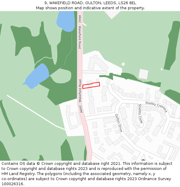 9, WAKEFIELD ROAD, OULTON, LEEDS, LS26 8EL: Location map and indicative extent of plot