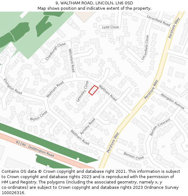 9, WALTHAM ROAD, LINCOLN, LN6 0SD: Location map and indicative extent of plot