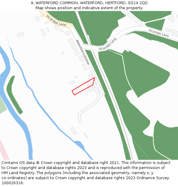 9, WATERFORD COMMON, WATERFORD, HERTFORD, SG14 2QD: Location map and indicative extent of plot