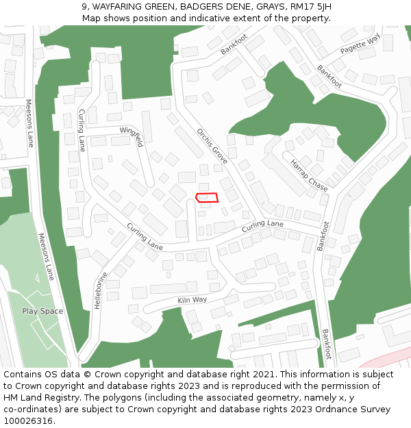 9, WAYFARING GREEN, BADGERS DENE, GRAYS, RM17 5JH: Location map and indicative extent of plot