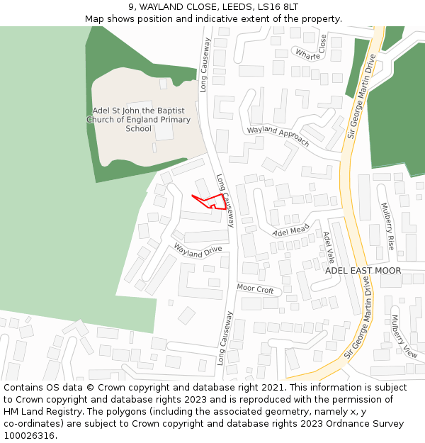 9, WAYLAND CLOSE, LEEDS, LS16 8LT: Location map and indicative extent of plot