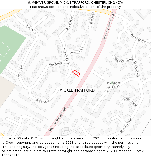 9, WEAVER GROVE, MICKLE TRAFFORD, CHESTER, CH2 4DW: Location map and indicative extent of plot