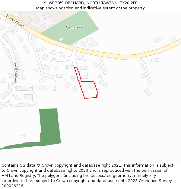 9, WEBB'S ORCHARD, NORTH TAWTON, EX20 2FE: Location map and indicative extent of plot
