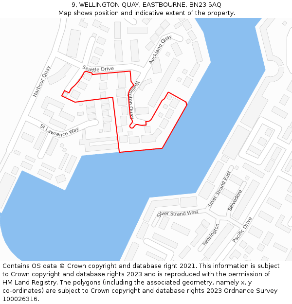 9, WELLINGTON QUAY, EASTBOURNE, BN23 5AQ: Location map and indicative extent of plot