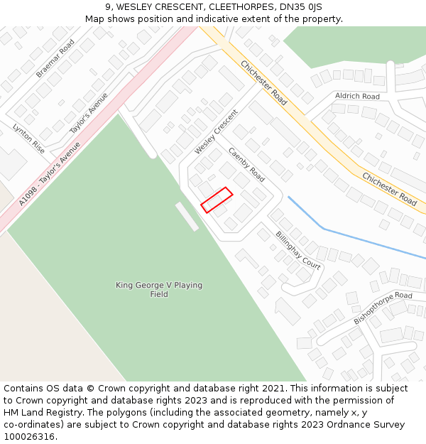 9, WESLEY CRESCENT, CLEETHORPES, DN35 0JS: Location map and indicative extent of plot