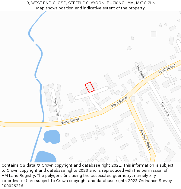 9, WEST END CLOSE, STEEPLE CLAYDON, BUCKINGHAM, MK18 2LN: Location map and indicative extent of plot