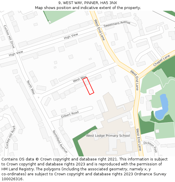 9, WEST WAY, PINNER, HA5 3NX: Location map and indicative extent of plot