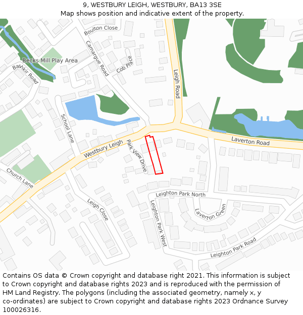 9, WESTBURY LEIGH, WESTBURY, BA13 3SE: Location map and indicative extent of plot