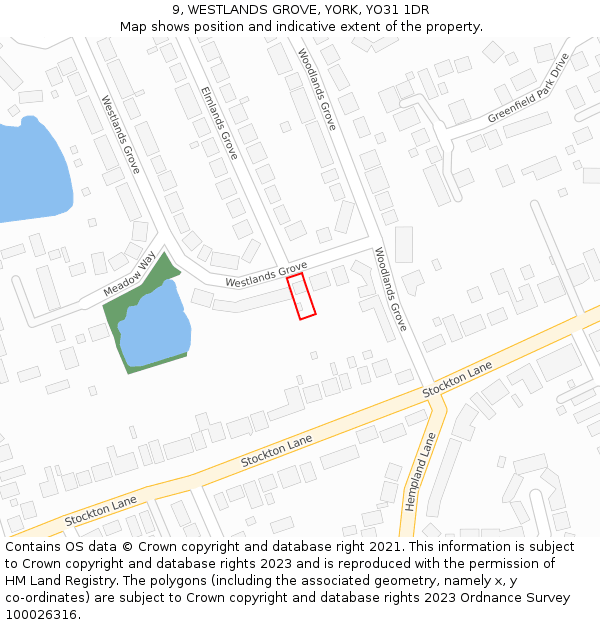 9, WESTLANDS GROVE, YORK, YO31 1DR: Location map and indicative extent of plot