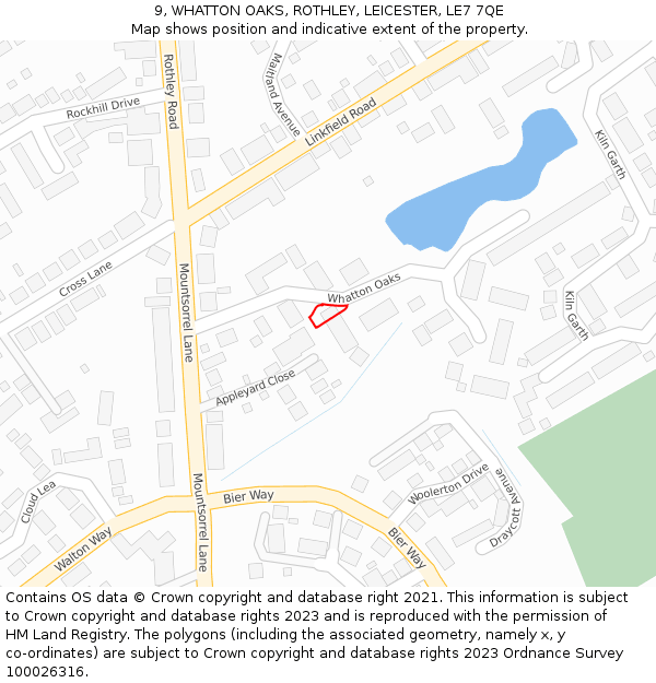 9, WHATTON OAKS, ROTHLEY, LEICESTER, LE7 7QE: Location map and indicative extent of plot