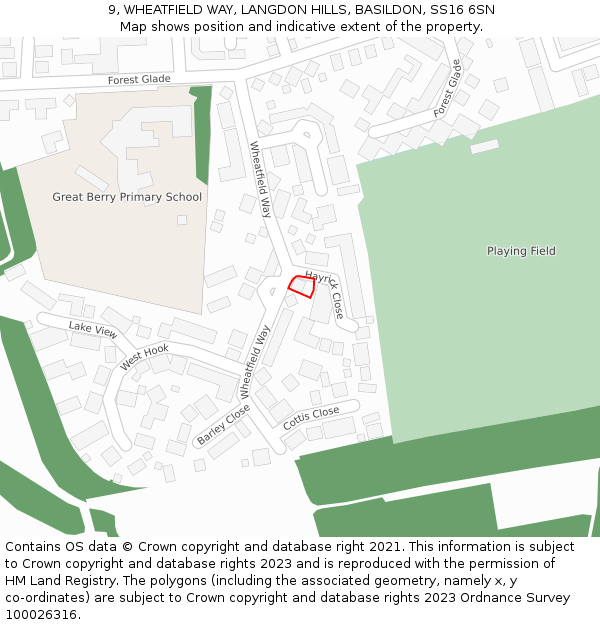 9, WHEATFIELD WAY, LANGDON HILLS, BASILDON, SS16 6SN: Location map and indicative extent of plot
