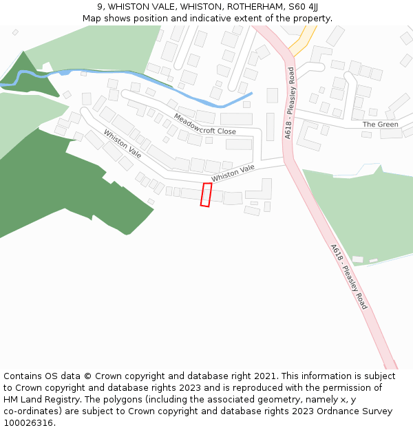 9, WHISTON VALE, WHISTON, ROTHERHAM, S60 4JJ: Location map and indicative extent of plot