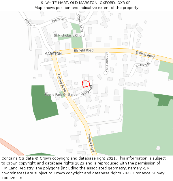 9, WHITE HART, OLD MARSTON, OXFORD, OX3 0PL: Location map and indicative extent of plot