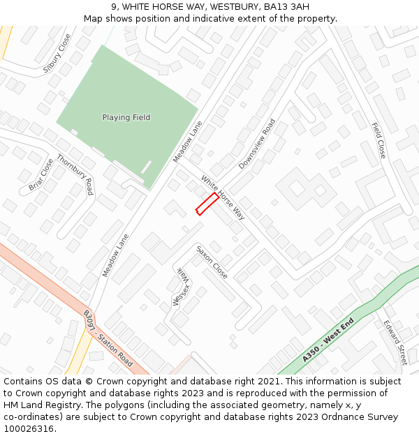 9, WHITE HORSE WAY, WESTBURY, BA13 3AH: Location map and indicative extent of plot