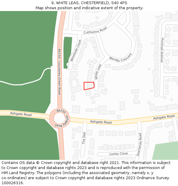 9, WHITE LEAS, CHESTERFIELD, S40 4PS: Location map and indicative extent of plot