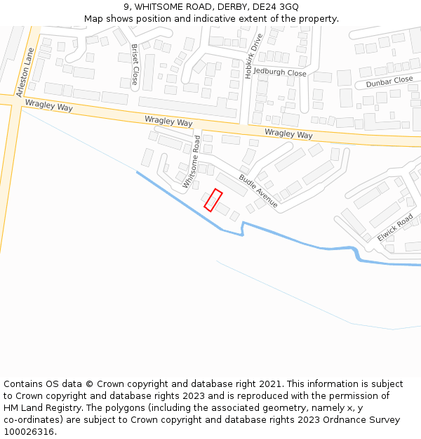 9, WHITSOME ROAD, DERBY, DE24 3GQ: Location map and indicative extent of plot