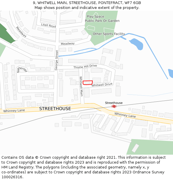 9, WHITWELL MAIN, STREETHOUSE, PONTEFRACT, WF7 6GB: Location map and indicative extent of plot