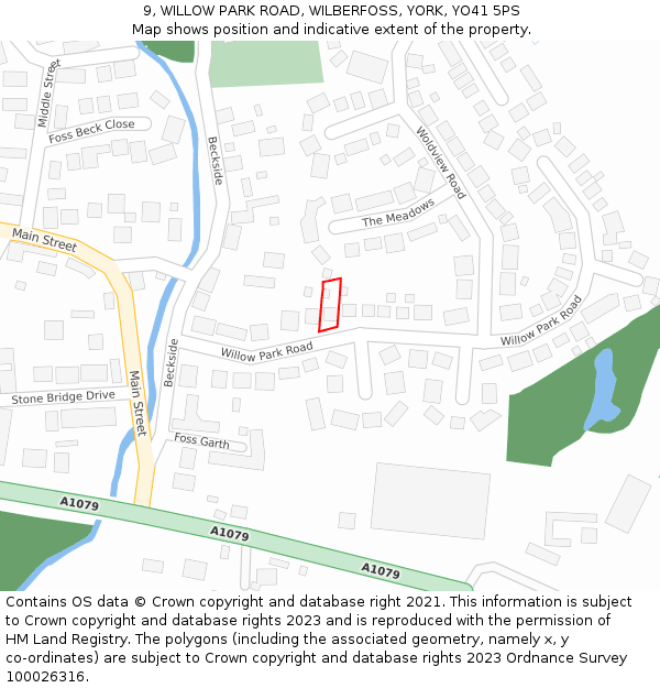 9, WILLOW PARK ROAD, WILBERFOSS, YORK, YO41 5PS: Location map and indicative extent of plot