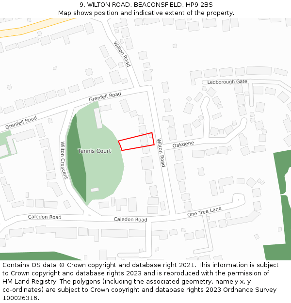 9, WILTON ROAD, BEACONSFIELD, HP9 2BS: Location map and indicative extent of plot