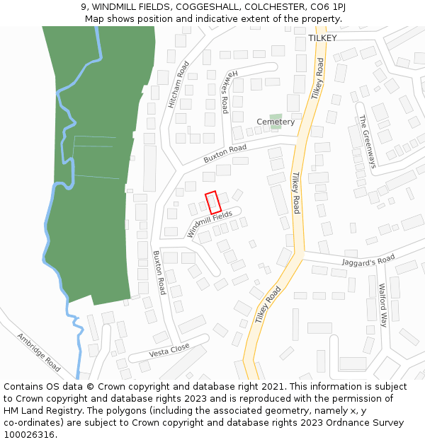9, WINDMILL FIELDS, COGGESHALL, COLCHESTER, CO6 1PJ: Location map and indicative extent of plot