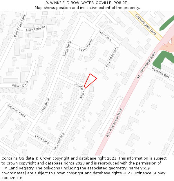 9, WINKFIELD ROW, WATERLOOVILLE, PO8 9TL: Location map and indicative extent of plot