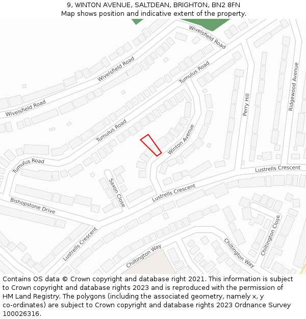 9, WINTON AVENUE, SALTDEAN, BRIGHTON, BN2 8FN: Location map and indicative extent of plot