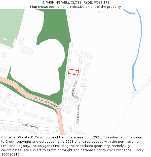 9, WISHING WELL CLOSE, RYDE, PO33 1FS: Location map and indicative extent of plot