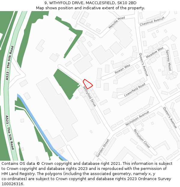 9, WITHYFOLD DRIVE, MACCLESFIELD, SK10 2BD: Location map and indicative extent of plot