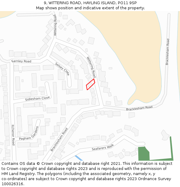 9, WITTERING ROAD, HAYLING ISLAND, PO11 9SP: Location map and indicative extent of plot
