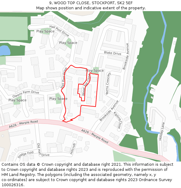 9, WOOD TOP CLOSE, STOCKPORT, SK2 5EF: Location map and indicative extent of plot