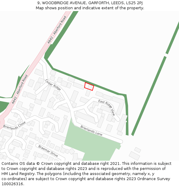 9, WOODBRIDGE AVENUE, GARFORTH, LEEDS, LS25 2PJ: Location map and indicative extent of plot
