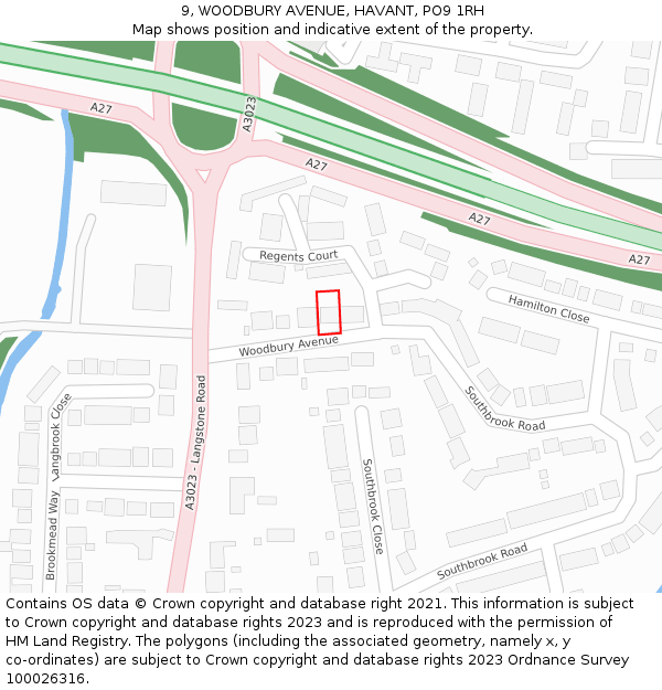 9, WOODBURY AVENUE, HAVANT, PO9 1RH: Location map and indicative extent of plot