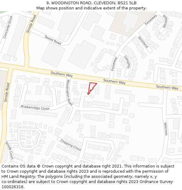 9, WOODINGTON ROAD, CLEVEDON, BS21 5LB: Location map and indicative extent of plot