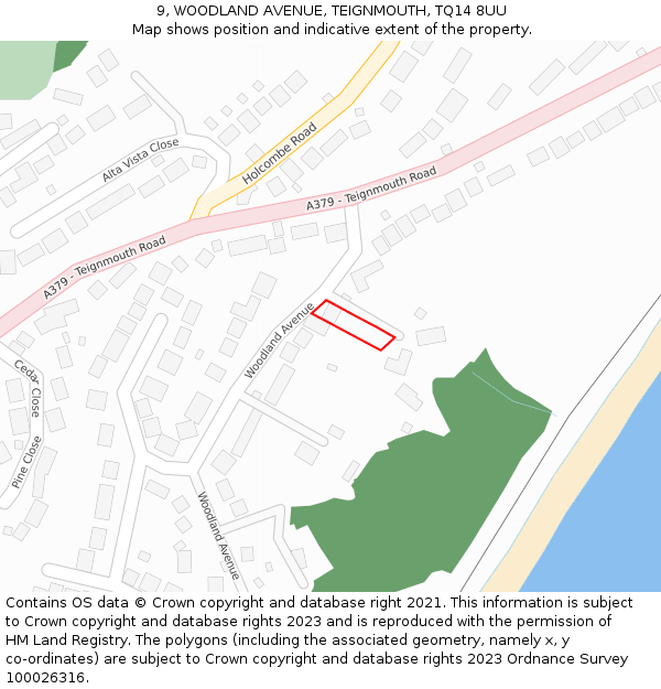 9, WOODLAND AVENUE, TEIGNMOUTH, TQ14 8UU: Location map and indicative extent of plot