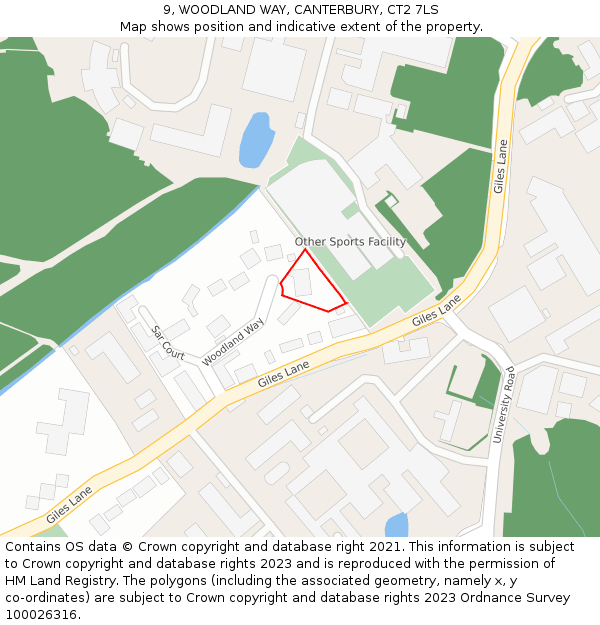 9, WOODLAND WAY, CANTERBURY, CT2 7LS: Location map and indicative extent of plot