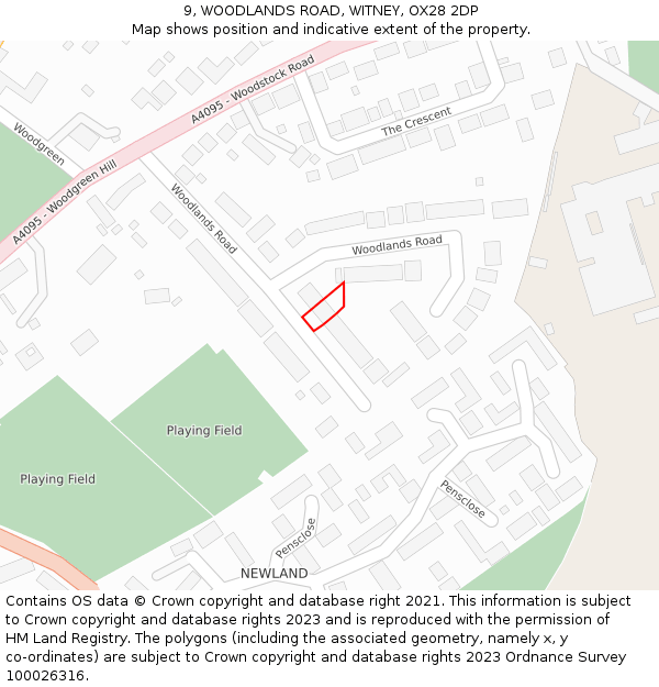 9, WOODLANDS ROAD, WITNEY, OX28 2DP: Location map and indicative extent of plot