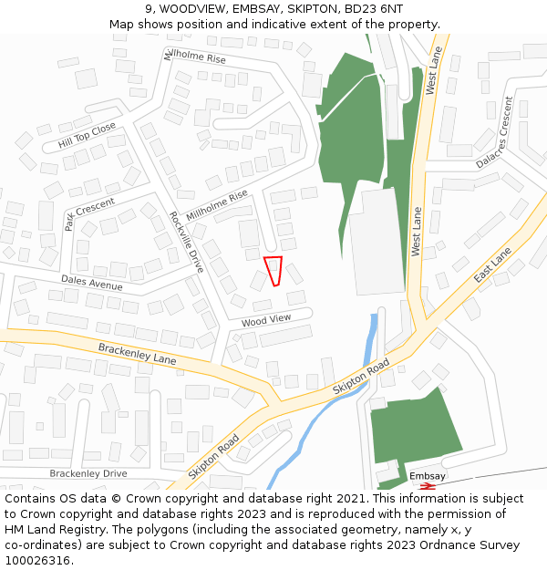 9, WOODVIEW, EMBSAY, SKIPTON, BD23 6NT: Location map and indicative extent of plot
