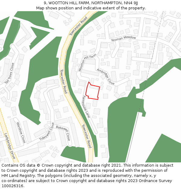 9, WOOTTON HILL FARM, NORTHAMPTON, NN4 9JJ: Location map and indicative extent of plot