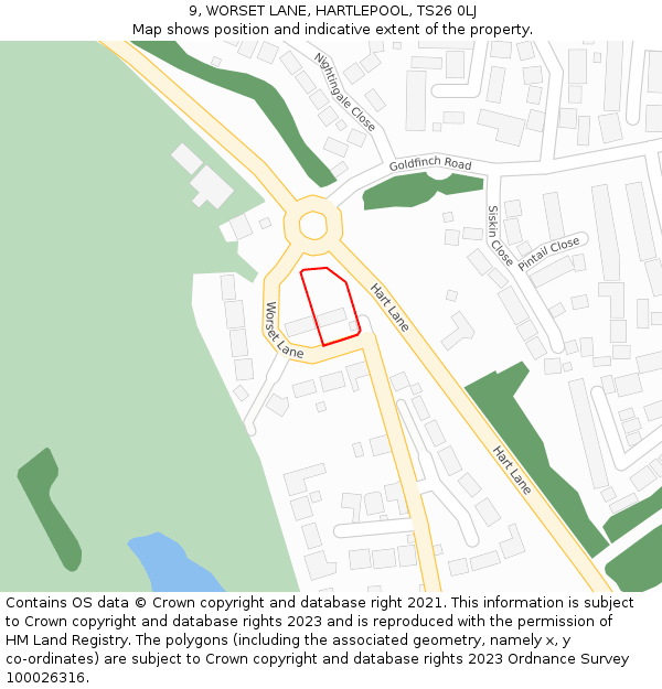 9, WORSET LANE, HARTLEPOOL, TS26 0LJ: Location map and indicative extent of plot