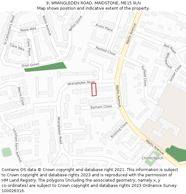 9, WRANGLEDEN ROAD, MAIDSTONE, ME15 9LN: Location map and indicative extent of plot