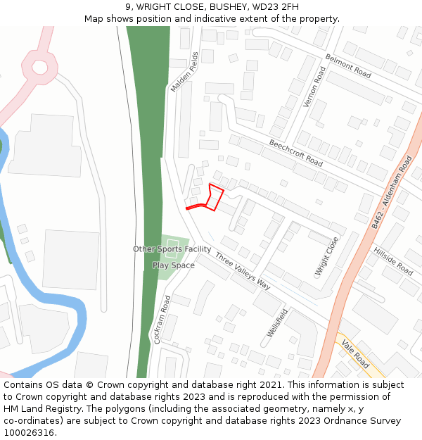 9, WRIGHT CLOSE, BUSHEY, WD23 2FH: Location map and indicative extent of plot