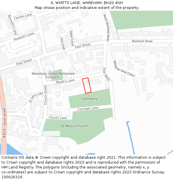 9, WYATTS LANE, WAREHAM, BH20 4NH: Location map and indicative extent of plot