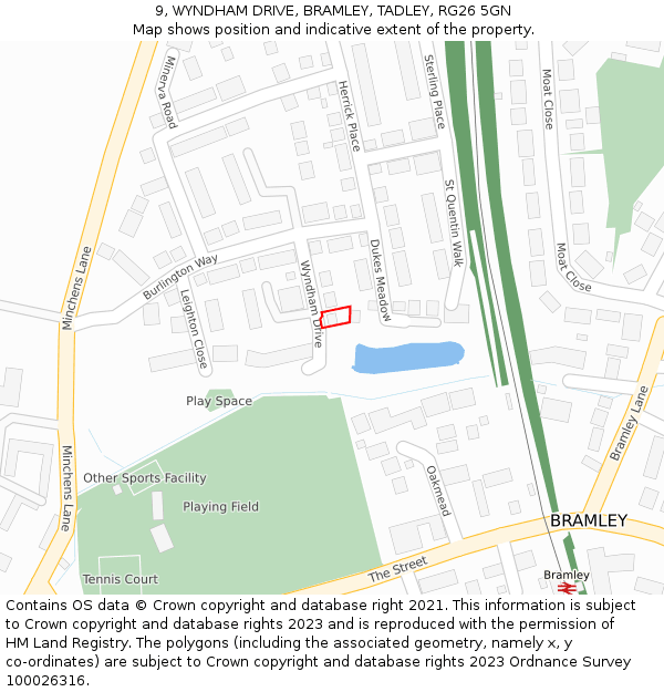 9, WYNDHAM DRIVE, BRAMLEY, TADLEY, RG26 5GN: Location map and indicative extent of plot